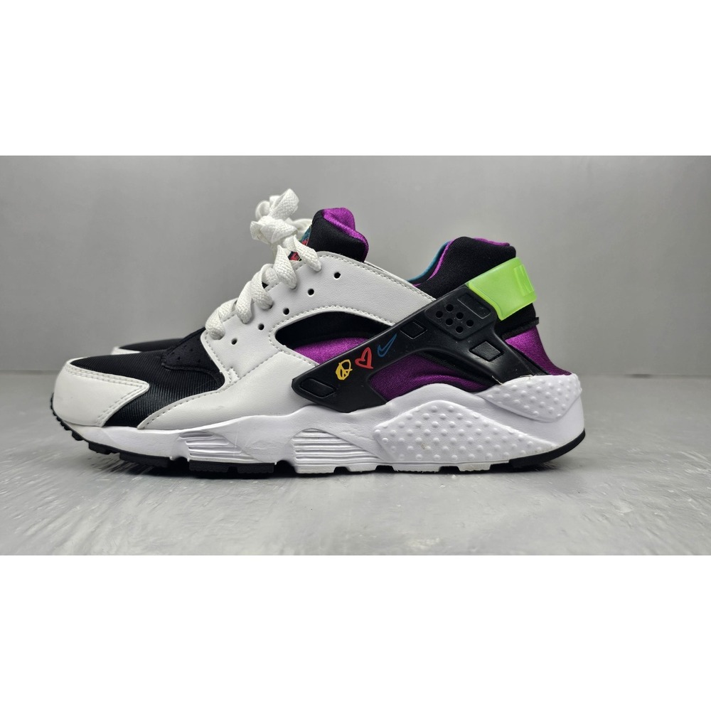 Nike Air Huarache Sneakers Size 6Y Womens 7.5 PEACE LOVE Purple Athletic Shoes